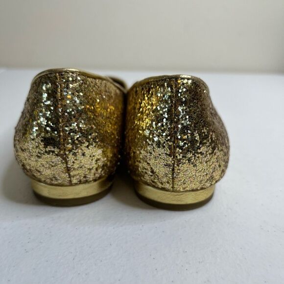 Talbots Gold Glitter Ballet Leather Flats Almond Toe Gold Heel Women Size 7.5 N - Picture 10 of 13